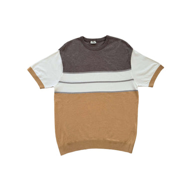 Arturo Terrace in Sandstone Men's Block Knit Short Sleeve Crewneck Shirt in 3XL