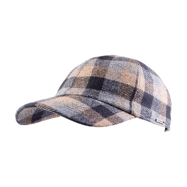 Wigens Luminary Baseball Wool & Cashmere Fitted Baseball Cap in Beige Check