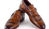 Paul Parkman Men's Kiltie Monkstrap Leather Shoes in Brown