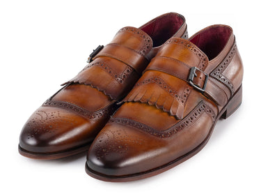 Paul Parkman Men's Kiltie Monkstrap Leather Shoes in Brown