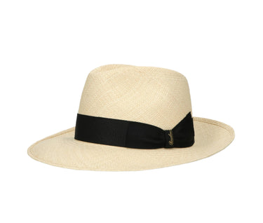 Borsalino Amadeo in Natural w/ Black Band Genuine Panama Straw Wide Brim Fedora Hat Made in Italy in Natural w Black Band