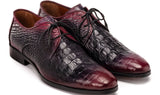 Paul Parkman Men's Black & Purple Crocodile Textured Leather Derby Shoes (ID#1438BPR)