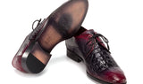 Paul Parkman Men's Black & Purple Crocodile Textured Leather Derby Shoes (ID#1438BPR) — view 3