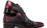 Paul Parkman Men's Black & Purple Crocodile Textured Leather Derby Shoes (ID#1438BPR) — view 5