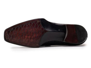 Paul Parkman Men's Woven Leather Hand-Welted Oxford Shoes in Black