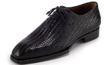 Paul Parkman Men's Woven Leather Hand-Welted Oxford Shoes in Black