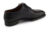 Paul Parkman Men's Woven Leather Hand-Welted Oxford Shoes in Black