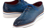 Paul Parkman Men's Woven Leather Smart Casual Shoes in Blue