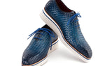 Paul Parkman Men's Woven Leather Smart Casual Shoes in Blue