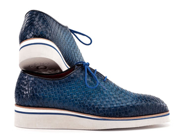 Paul Parkman Men's Woven Leather Smart Casual Shoes in Blue