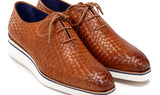 Paul Parkman Men's Woven Leather Smart Casual Shoes Camel Brown (ID#182-WVN-CML)