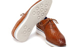 Paul Parkman Men's Woven Leather Smart Casual Shoes Camel Brown (ID#182-WVN-CML) — view 4