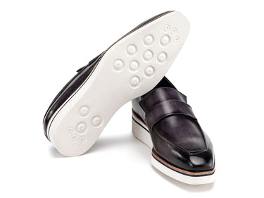 Paul Parkman Men's Smart Casual Leather Loafers in Grey