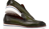 Paul Parkman Men's Smart Casual Perforated Leather Loafers Green (ID#186-PR-GRN) — view 4