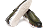 Paul Parkman Men's Smart Casual Perforated Leather Loafers Green (ID#186-PR-GRN) — view 5