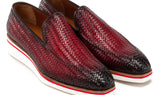 Paul Parkman Men's Smart Casual Bordeaux Woven Leather Loafers (ID#186-WN-BRD)