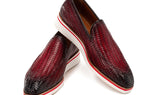Paul Parkman Men's Smart Casual Bordeaux Woven Leather Loafers (ID#186-WN-BRD) — view 3