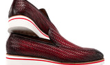 Paul Parkman Men's Smart Casual Bordeaux Woven Leather Loafers (ID#186-WN-BRD) — view 4