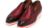 Paul Parkman Men's Smart Casual Bordeaux Woven Leather Loafers (ID#186-WN-BRD) — view 6