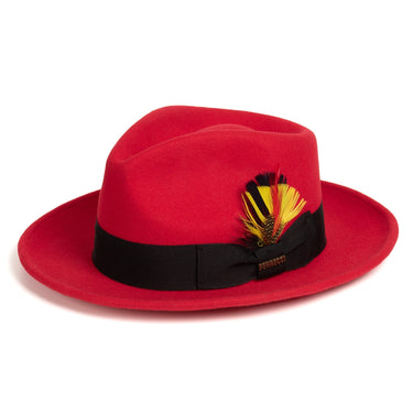 Ferrecci Crushable in Red and Black Australian Wool Fedora