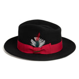 Ferrecci Crushable in Black and Red Australian Wool Fedora