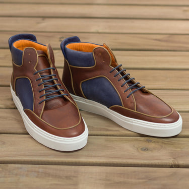 DapperFam Dante in Marine / Cognac Painted Calf and Full Grain