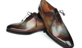 Paul Parkman Men's Patina Goodyear Welted Wholecut Oxfords in Brown & Blue