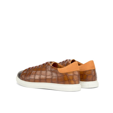 DapperFam Rivale in Orange / Cognac / Burgundy Kid Suede and Painted Croco