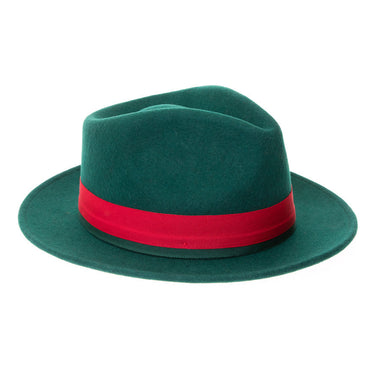 Ferrecci Grayson in Hunter Green Australian Wool Red Bottom Fedora