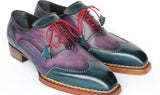 Paul Parkman Men's Norwegian Welted Wingtip Oxford Shoes in Purple & Blue