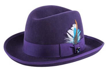 Ferrecci Godfather in Purple Australian Wool Felt Homburg