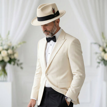 Ferrecci Crushable in White and Black Australian Wool Fedora