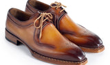 Paul Parkman Men's Hand-Welted Leather Derby Shoes in Camel Brown