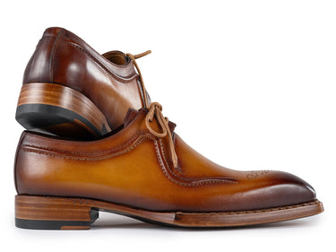 Paul Parkman Men's Hand-Welted Leather Derby Shoes in Camel Brown