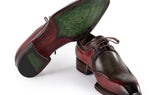 Paul Parkman Men's Hand-Welted Leather Derby Shoes in Green & Brown