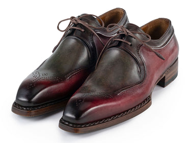 Paul Parkman Men's Hand-Welted Leather Derby Shoes in Green & Brown