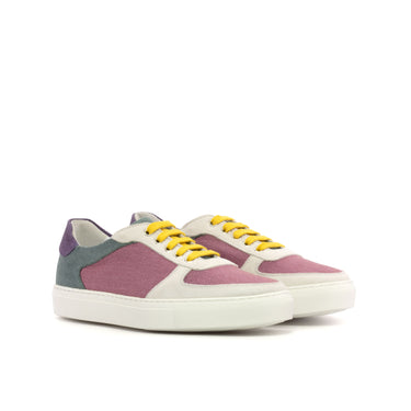 DapperFam Velari in Plum / Khaki / Purple / White Linen and Kid Suede