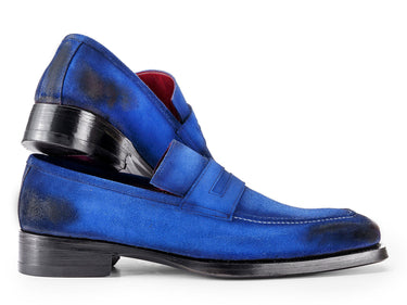 Paul Parkman Men's Antique Suede Goodyear Welted Loafers in Blue