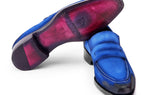 Paul Parkman Men's Antique Suede Goodyear Welted Loafers in Blue