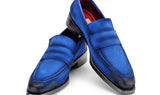 Paul Parkman Men's Antique Suede Goodyear Welted Loafers in Blue