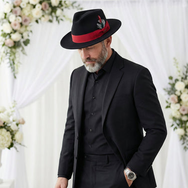 Ferrecci Crushable in Black and Red Australian Wool Fedora