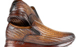 Paul Parkman Men's Woven Leather Slip-On Sneakers in Brown