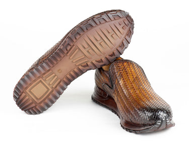 Paul Parkman Men's Woven Leather Slip-On Sneakers in Brown