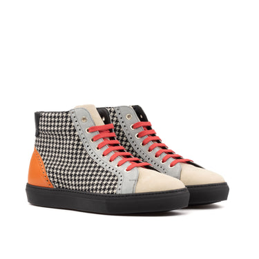 DapperFam Cadenza in Houndstooth / Light Grey / Ivory Sartorial and Kid Suede