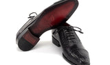 Paul Parkman Men's Woven Leather Cap Toe Oxford Shoes in Black