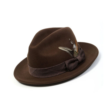 Montique Nighthawk Pinch Front Wool Fedora in Brown
