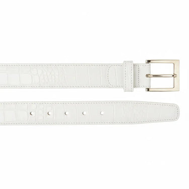 Belvedere Genuine Caiman Crocodile Belt in White in White 44