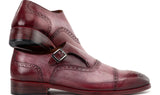 Paul Parkman Men's Cap Toe Monkstrap Shoes in Burgundy