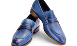 Paul Parkman Men's Split Toe Loafer Shoes in Blue