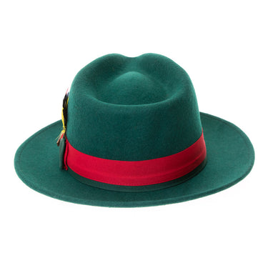 Ferrecci Grayson in Hunter Green Australian Wool Red Bottom Fedora